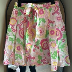 Lilly Pulitzer Pink and Green Floral A-Line Skirt